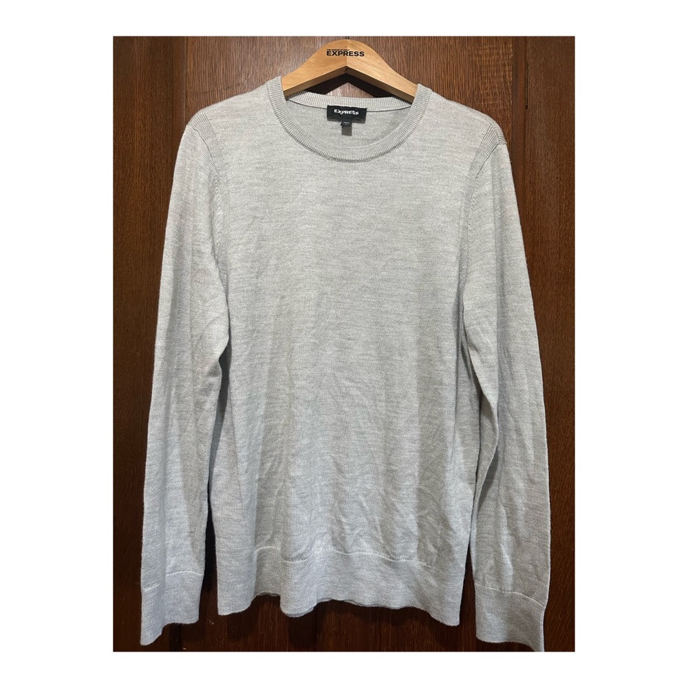 Express Sweater Mens Small Gray Wool Blend Pullover
Round Neck Preppy Office